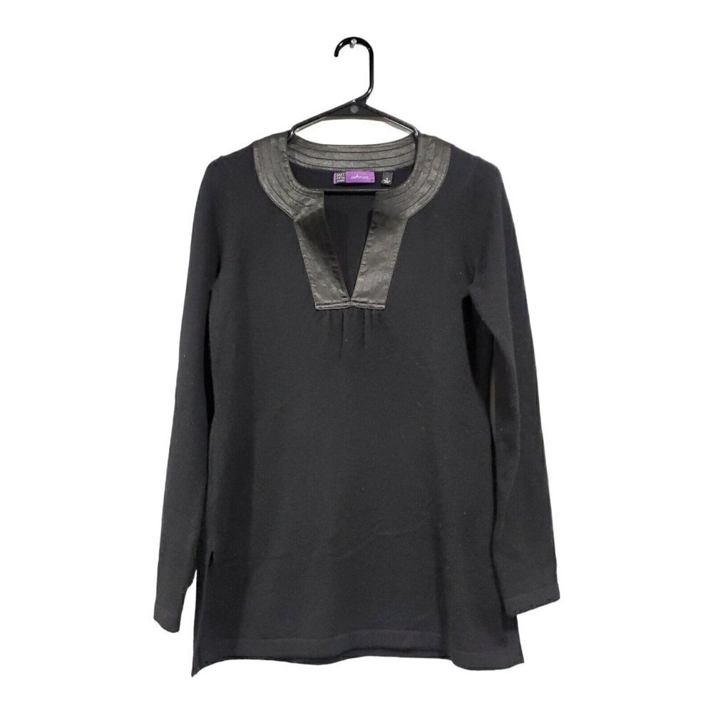 Saks 5th Avenue Women's Lined V-Neck 100% Cashmere Black Sweater Size Small